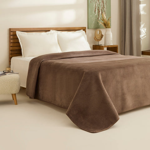 Karaca Chloe Bedspread, Double, Brown