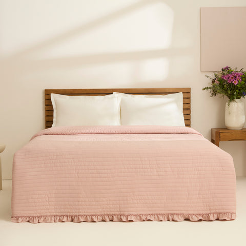 Karaca Freya Bedspread, Double, Powder Pink