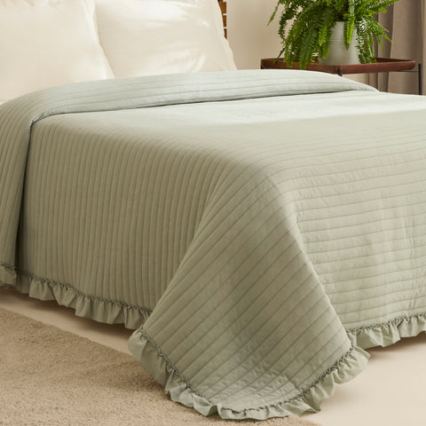 Karaca Freya Bedspread, Double, Sage Green