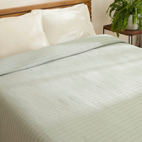 Karaca Freya Bedspread, Single, Sage Green