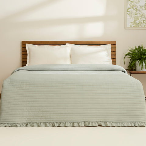 Karaca Freya Bedspread, Double, Sage Green