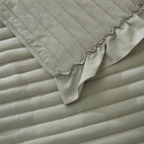 Karaca Freya Bedspread, Single, Sage Green