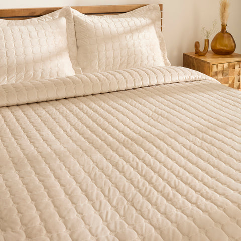 Karaca Alice Bedspread Set, Double, Beige