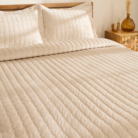 Karaca Alice Bedspread Set, Double, Beige