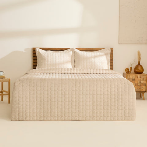 Karaca Alice Bedspread Set, Single, Beige