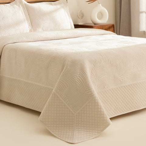 Karaca Lean Bedspread Set, Double, Ecru