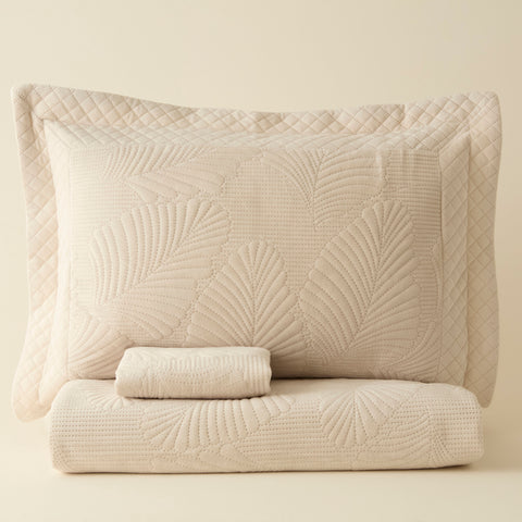 Karaca Lean Bedspread Set, Double, Ecru