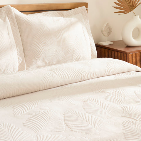 Karaca Lean Bedspread Set, Double, Ecru