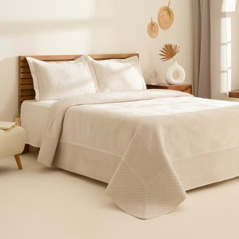 Karaca Lean Bedspread Set, Double, Ecru