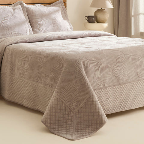 Karaca Lean Bedspread Set, Double, Light Grey
