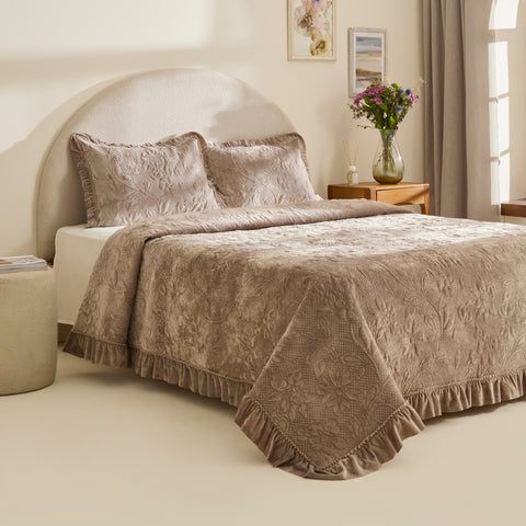 Karaca Audrey Bedspread Set, Double, Grey