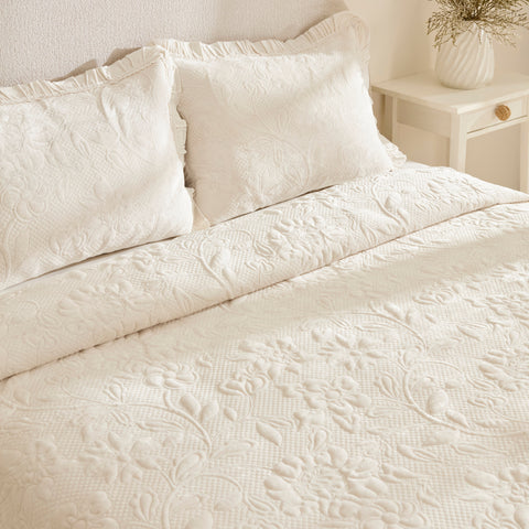 Karaca Audrey Bedspread Set, Double, Ecru