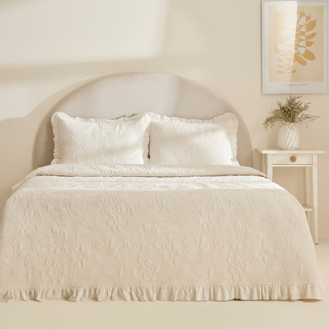 Karaca Audrey Bedspread Set, Single, Ecru