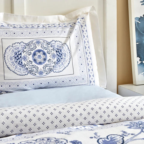 Karaca Amar 100% Cotton Duvet Cover Set, Double, Blue