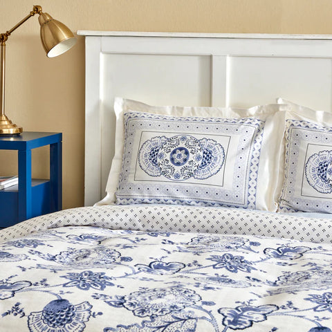 Karaca Amar 100% Cotton Duvet Cover Set, Double, Blue