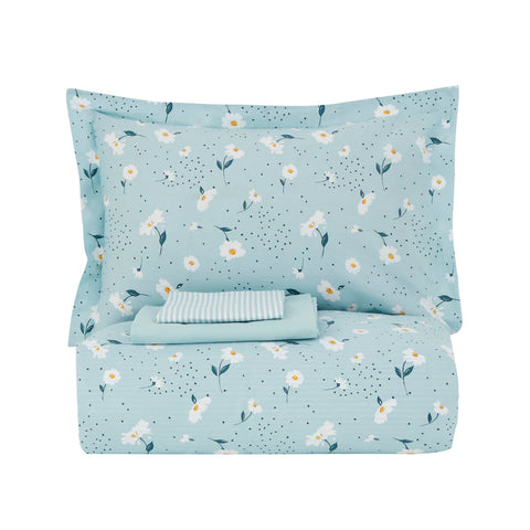 Karaca Daisy 100% Cotton Double Duvet Set, Mint