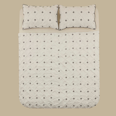 Karaca Elisa 100% Turkish Cotton Duvet Cover Set, Double, White
