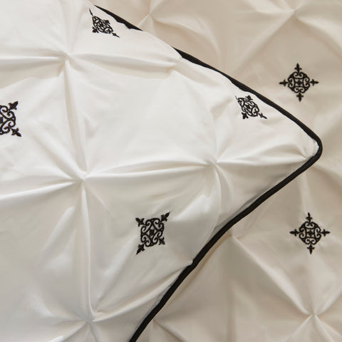 Karaca Elisa 100% Turkish Cotton Duvet Cover Set, Double, White