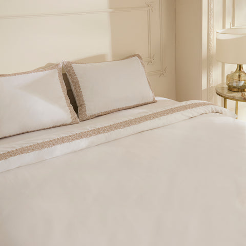 Karaca Nile 100% Turkish Cotton Duvet Cover Set, Double, White