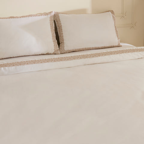 Karaca Nile 100% Turkish Cotton Duvet Cover Set, Double, White