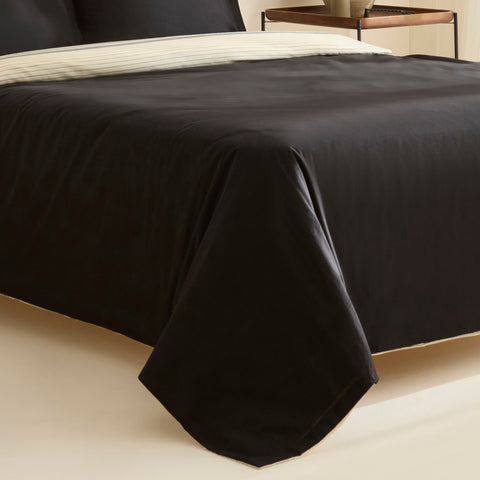 Karaca Marta 100% Turkish Cotton Duvet Cover Set, Single, Black