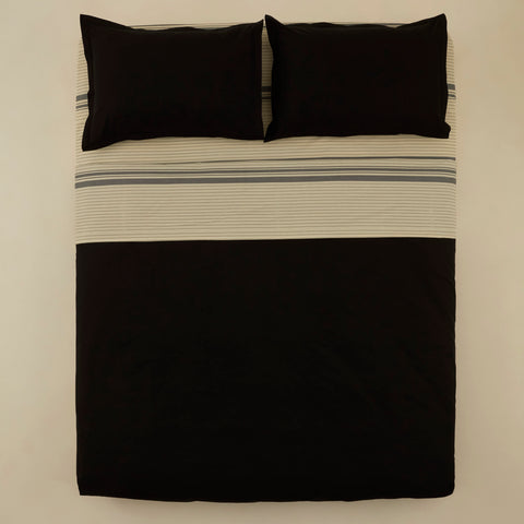 Karaca Marta 100% Turkish Cotton Duvet Cover Set, Double, Black