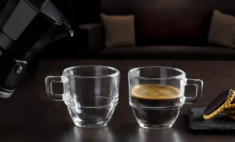 RCR Caffe 6-Piece Glass Moka Cup Set for 6 People, 120ml, Clear