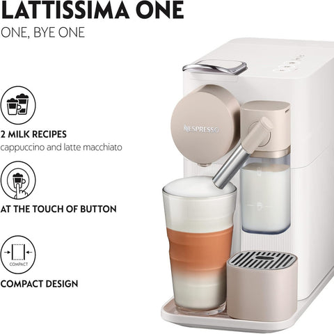 Nespresso Latissima One Coffee Machine, 1L 1450W, White