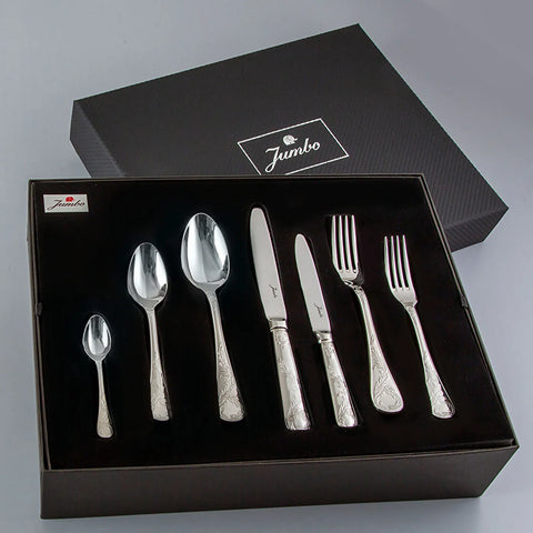 Jumbo 9700 84-Piece Stainless Steel Cutlery Set for 12 People, Silver
