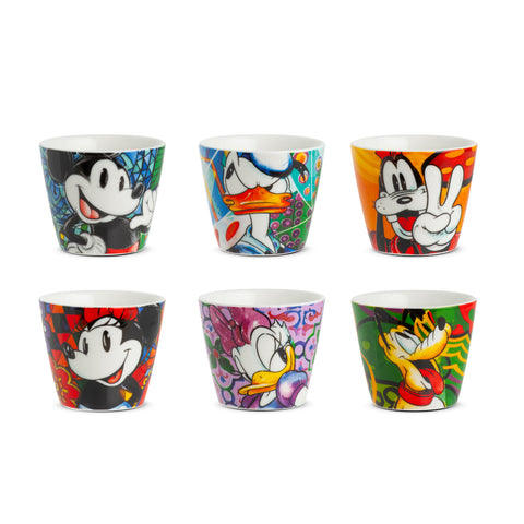 Egan F&E 6-Piece Bone China Espresso Turkish Coffee Cup Set for 6 People, 90ml, Multi
