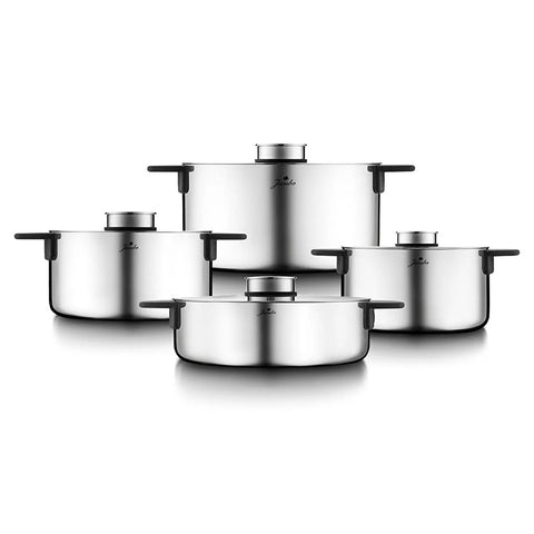 Jumbo Infinity 8-Piece 3Ply Stainless Steel Induction Cookware Set, Silver