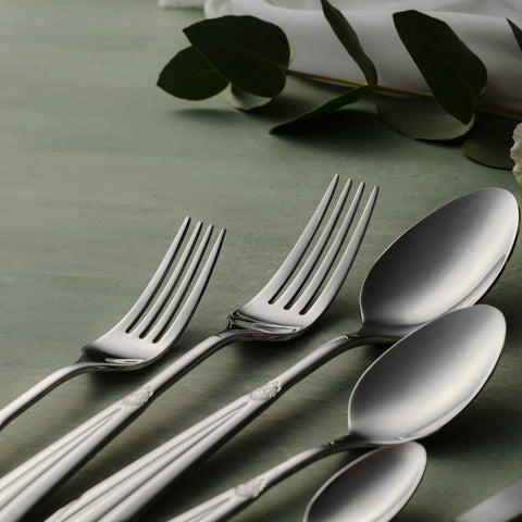 Karaca Mantilla 84-Piece Stainless Steel Cutlery Set for 12 People, Silver