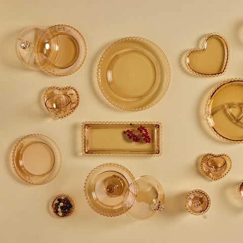 Karaca Glory Glass Small Serving Platter, 25cm, Amber