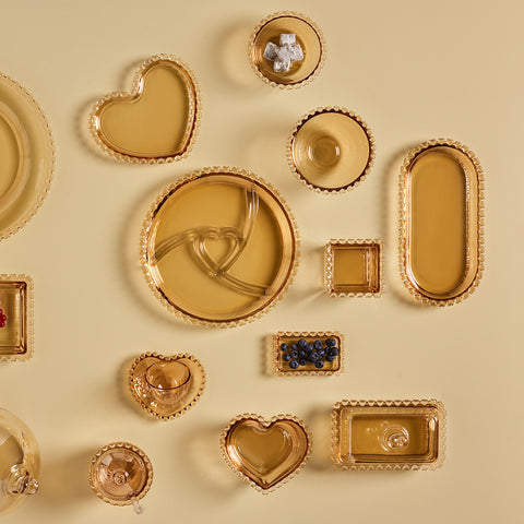 Karaca Glory Glass Small Serving Platter, 25cm, Amber