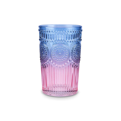 Karaca Sunflower Glass Highball Glass, 332ml, Blue Pink