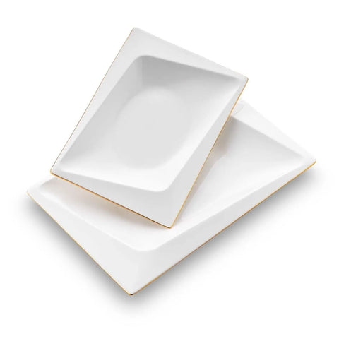 Jumbo Bone China Fold 58-Piece Dinner Set for 12 People, Gold