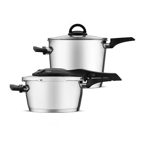 Jumbo Procook 4-Piece 4+6 L Stainless Steel Pressure Cooker, Silver