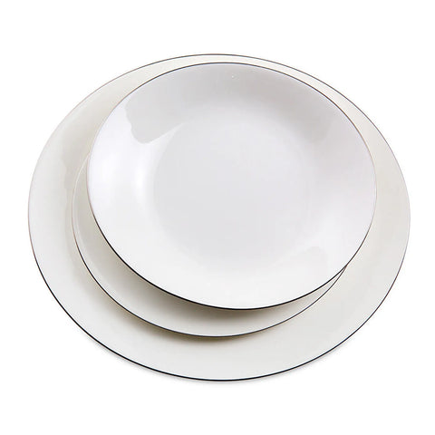Jumbo Bone China Moon Platin 64-Piece Dinner Set for 12 People, Platin
