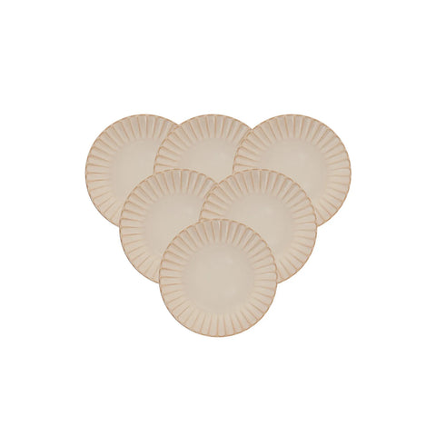 Karaca Roca 6 Piece Stoneware Serveware Set, 14cm, Cream Gold