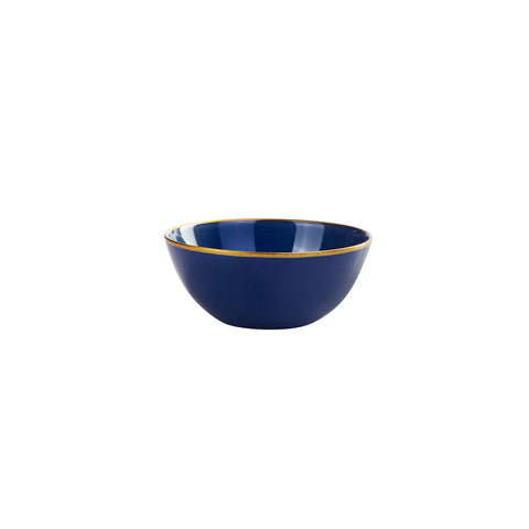 Karaca Retro Glass Snack Bowl, 12.5cm, Navy Blue Gold