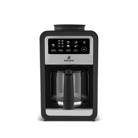 Karaca Grindbrew Pro Filter Coffee Machine with Built-in Grinder, 0,85L, 640W, Inox