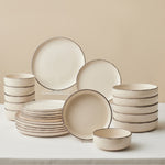 Karaca Hekka 24-Piece Stoneware Dinner Set for 6 People, Beige