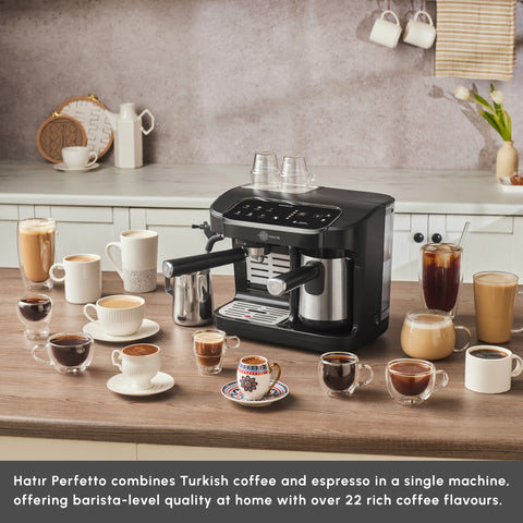 Karaca Hatır Perfetto Espresso and Turkish Coffee Machine, 1900W, 1,8L, Inox