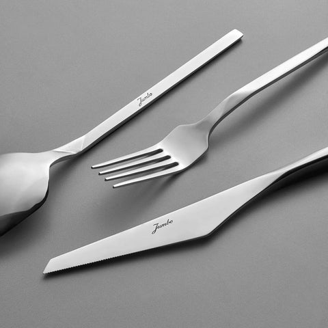 Jumbo 5100 Quartz 84-Piece Stainless Steel Cutlery Set for 12 People, Silver