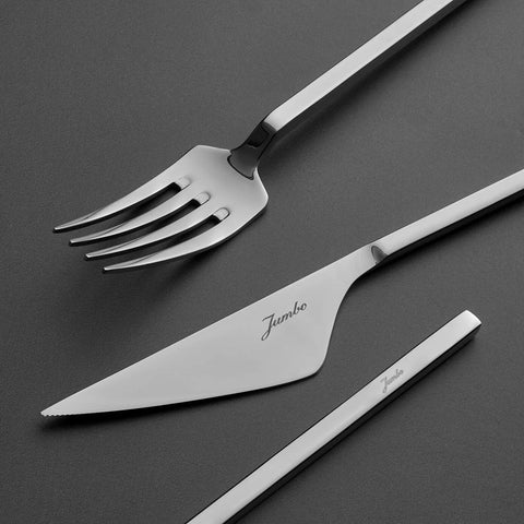 Jumbo 9100 84-Piece Stainless Steel Cutlery Set for 12 People, Silver