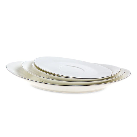 Jumbo Bone China Moon Platin 64-Piece Dinner Set for 12 People, Platin