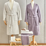 Karaca Home Casita Flos 6-Piece 100% Turkish Cotton Family Bathroom Set, Gray, Plum