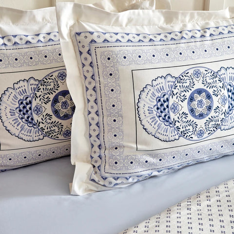 Karaca Home Amar Blue 100% Turkish Cotton Duvet Cover Set, Single