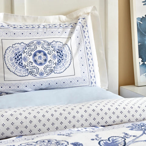 Karaca Home Amar Blue 100% Turkish Cotton Duvet Cover Set, Single
