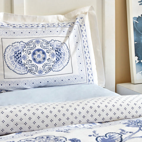 Karaca Amar 100% Turkish Cotton Duvet Cover Set, Single, Blue